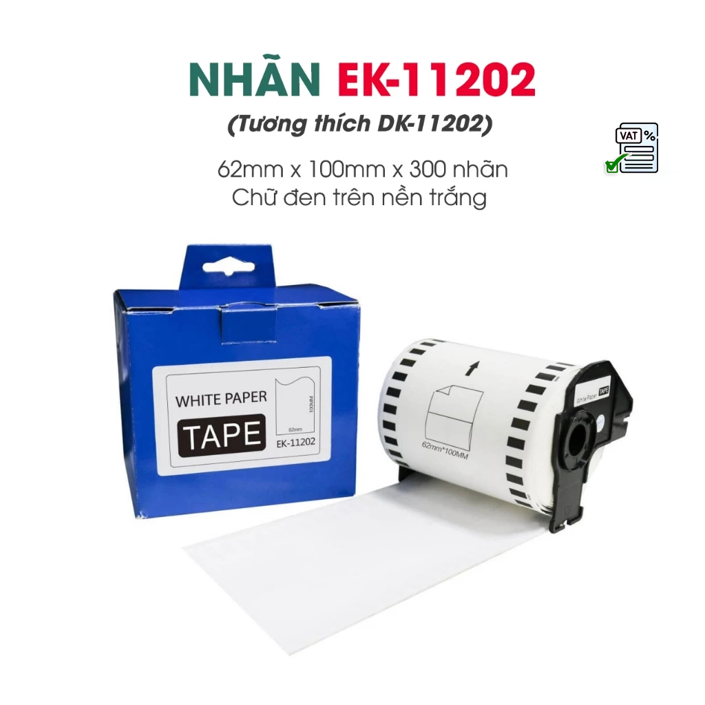 ป้ายพิมพ์ลาย EK-11202 / ข้อความสีดําพื้นใส / ใช้ได้กับป้าย Brother DK-11202