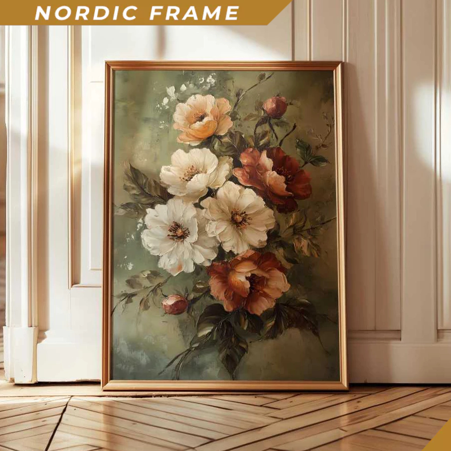 ภาพวาดผนัง,สไตล์โบราณดอกไม้ Wall Art ดอกไม้วินเทจ Wall Art พิมพ์ Wall Art Moody Wall Decor Wall Art 