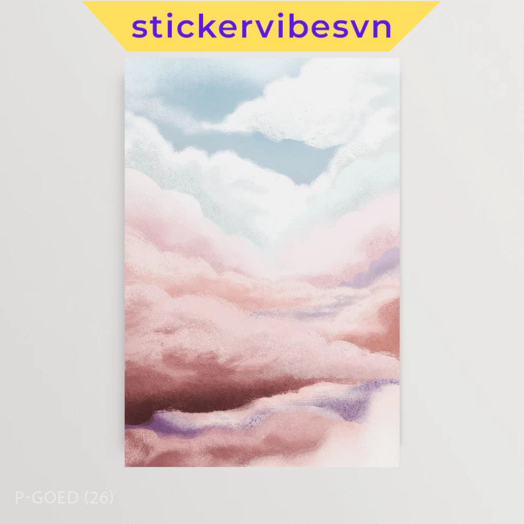 ภาพวาดติดผนัง Fomex Dreamy Clouds in Pastel Hues ตกแต่งห้องนอน กาวสองหน้า พิมพ์ขออัพออน