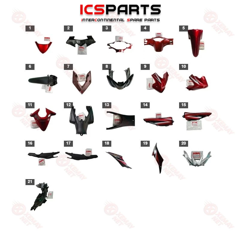 ชุดพลาสติก - เคส K03 WAVE RSX 110 2010 สีแดง - R340C Y8 Y9