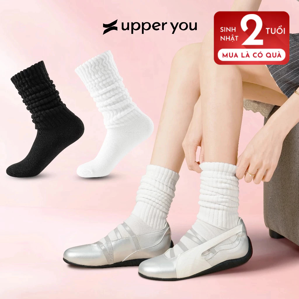 UPPER YOU ฤดูใบไม้ร่วงฤดูหนาวผู้หญิงถุงเท้าคอปกบางหนาและสะดวกสบายพร้อมชุดหลายสไตล์ - SWF501/SWF502