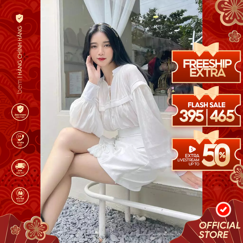 ชุดเดรสคอเต่าแขนกุดสีขาว - กระโปรงทรงเอมีกระเป๋าพนัง (HSH22016 - HSK22008)