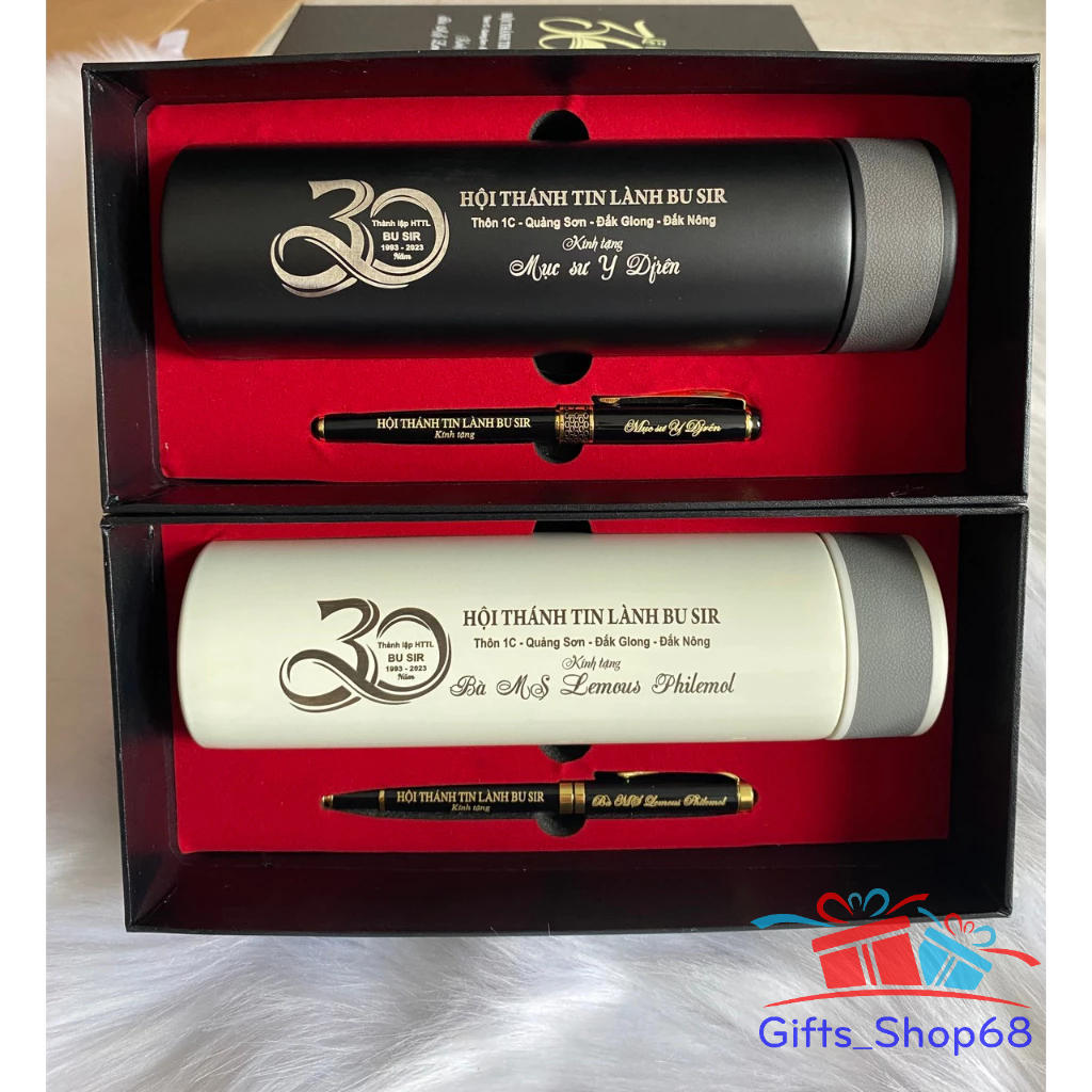 คอมโบ 316 กระติกน้ําร้อนและปากกาลายเซ็นแกะสลัก - ของขวัญที่สวยงามและมีความหมาย ชุดสําหรับเจ้านาย ครู