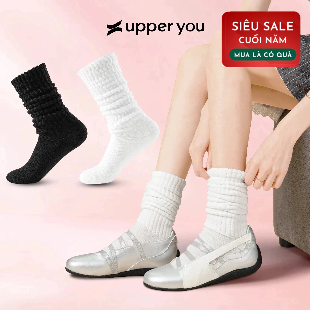 UPPER YOU ฤดูใบไม้ร่วงฤดูหนาวผู้หญิงถุงเท้าคอปกบางหนาและสะดวกสบายพร้อมชุดหลายสไตล์ - SWF501/SWF502