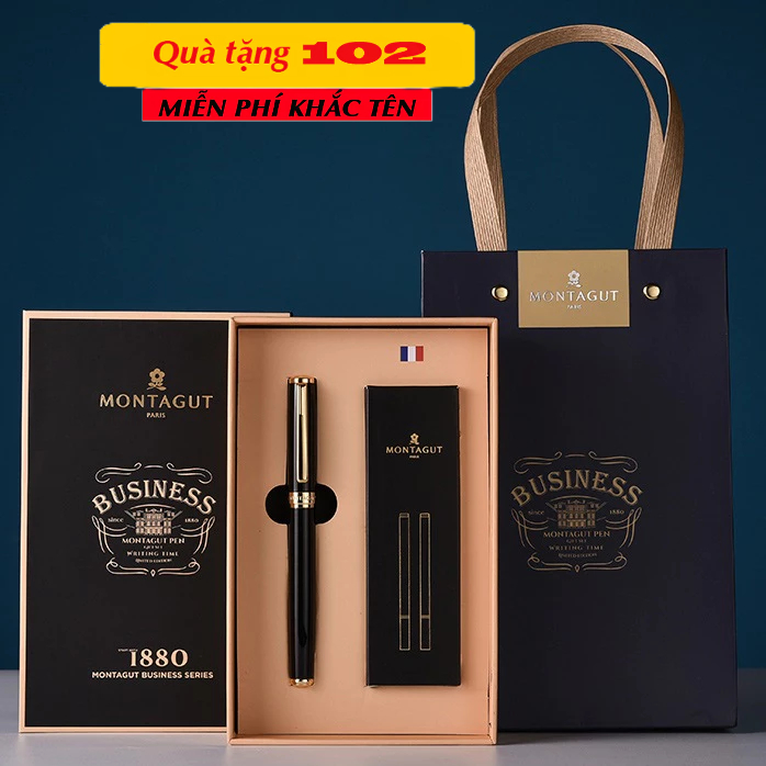 คุณภาพสูง ปากกาลายเซ็น Montagut 302, ฟรีปากกาป้าย NAME ENGRAVED บนโลโก้ REQUEST ENGRAVING - กล่องเต็