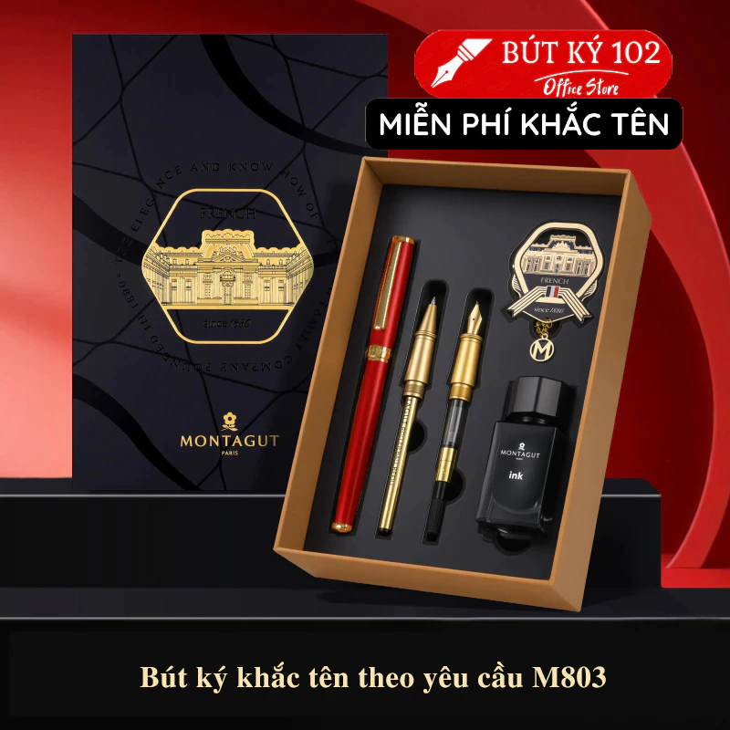 ปากกาลายเซ็น Montagut 803 คุณภาพสูง ฟรีปากกาป้าย NAME ENGRAVED ON REQUEST LOGO ENGRAVING - กล่องเต็ม