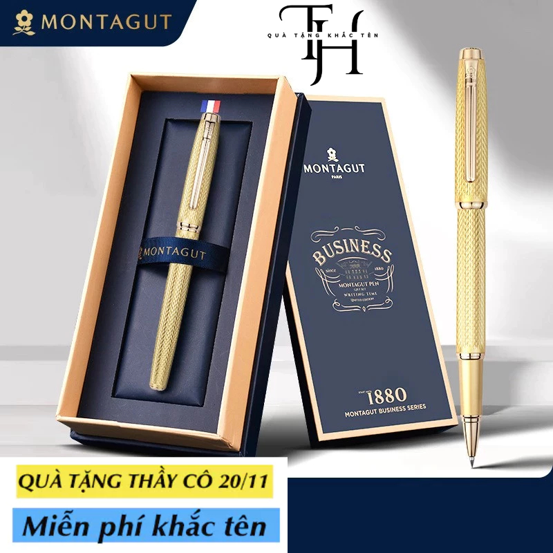 ปากกาลายเซ็นระดับพรีเมียม Montagut ลายโลหะคุณภาพสูงแท้ เป็นของขวัญหรือของขวัญ SIGNATURE PEN ENGRAVED