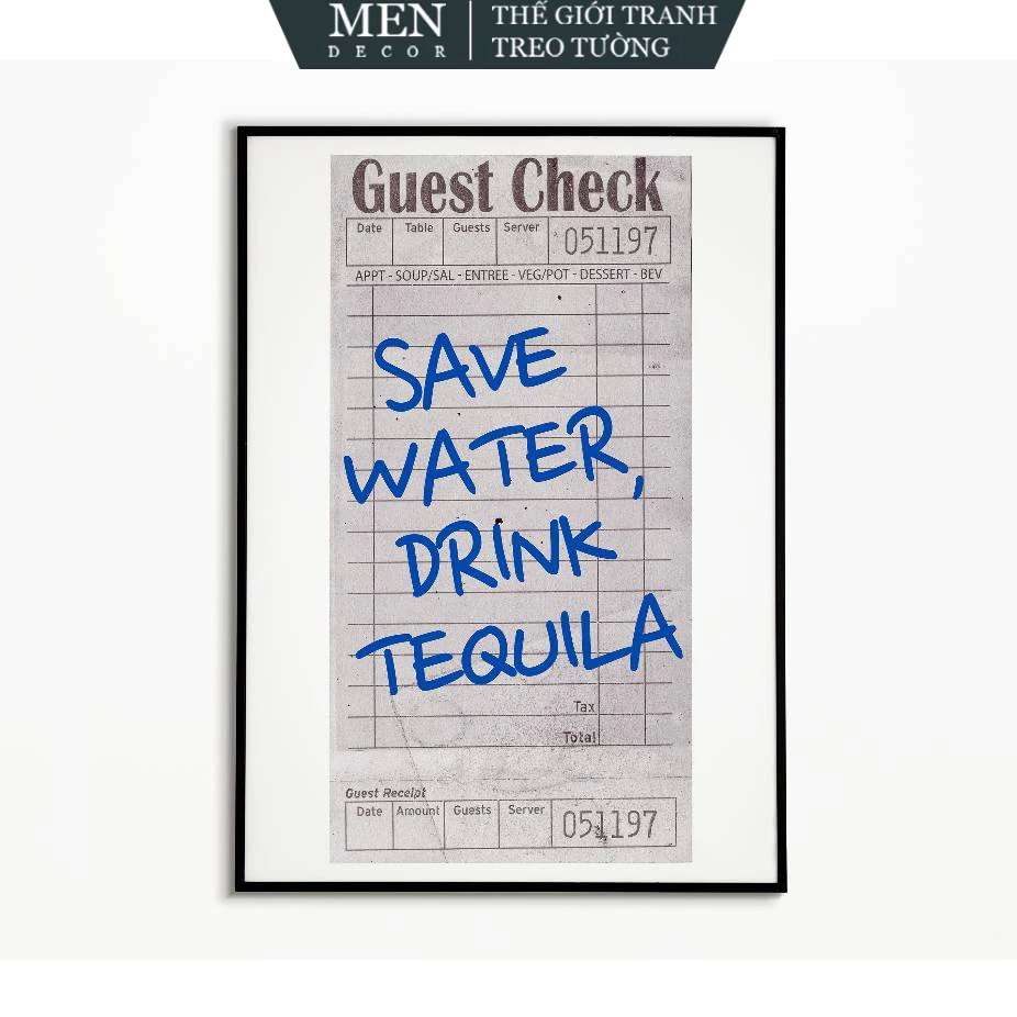 ภาพวาดติดผนัง โปสเตอร์ Tequila Art Print Funny Bar Guest Check พิมพ์ลายขอ มาพร้อมเล็บแขวนรูปภาพ