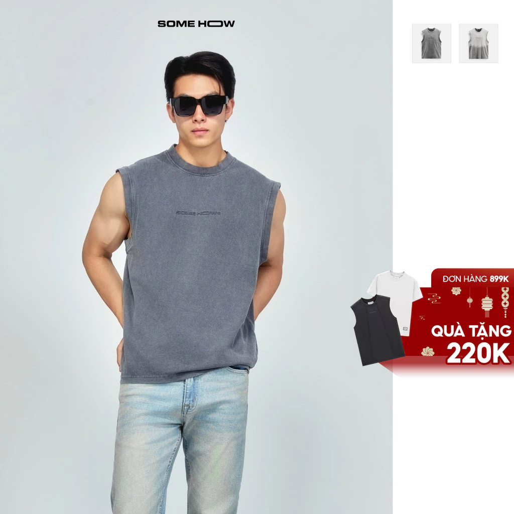 [New8] Ombre Grey Wash Mens Tanktop ผ้าคอตตอนใส่สบาย TT0016 SOMEHOW