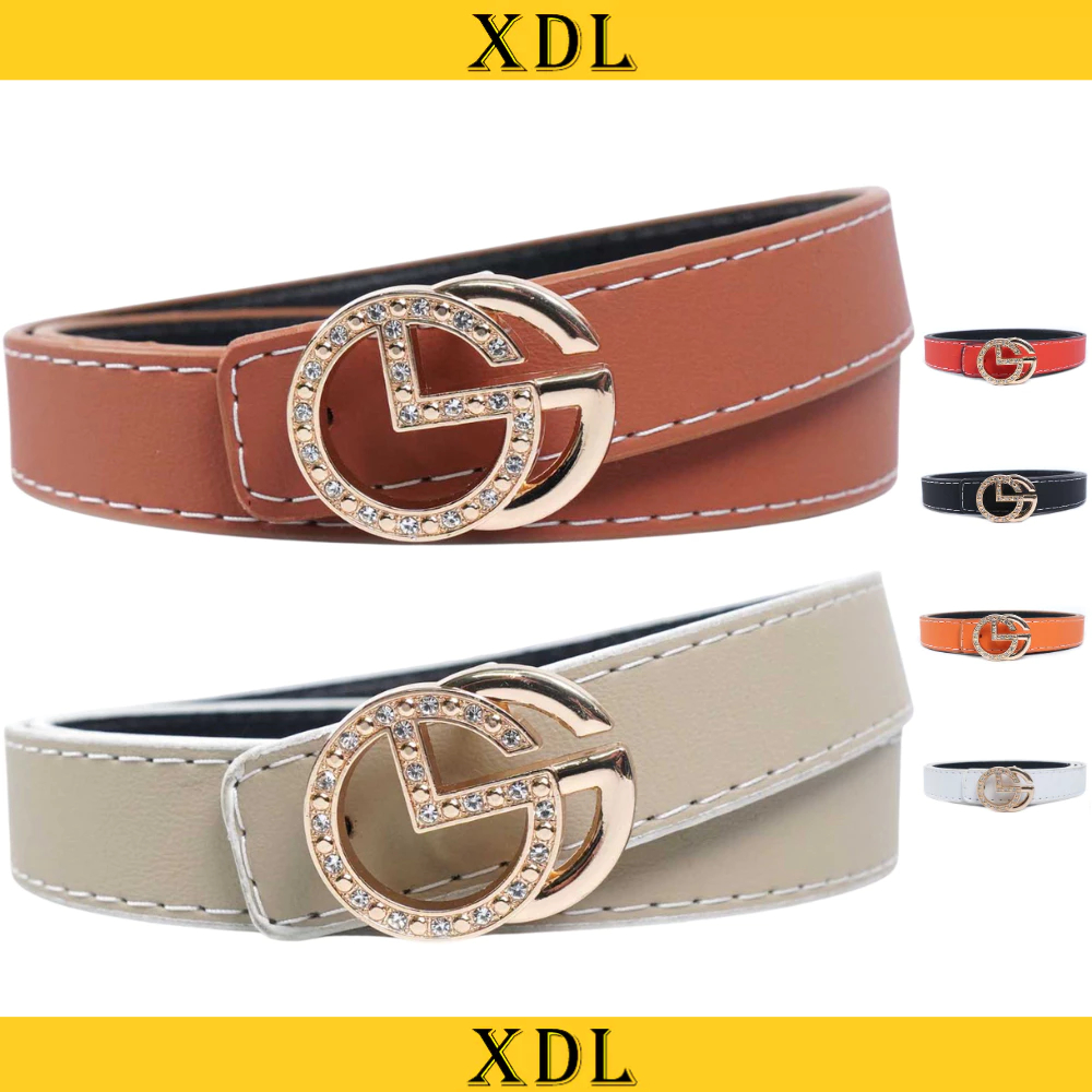 เข็มขัดผู้หญิง XDL เข็มขัดเด็กแฟชั่นเข็มขัดเย็บขอบหลากสี 2.5 ซม. CD2.38.หิน N8M Letter G 9h 1/2