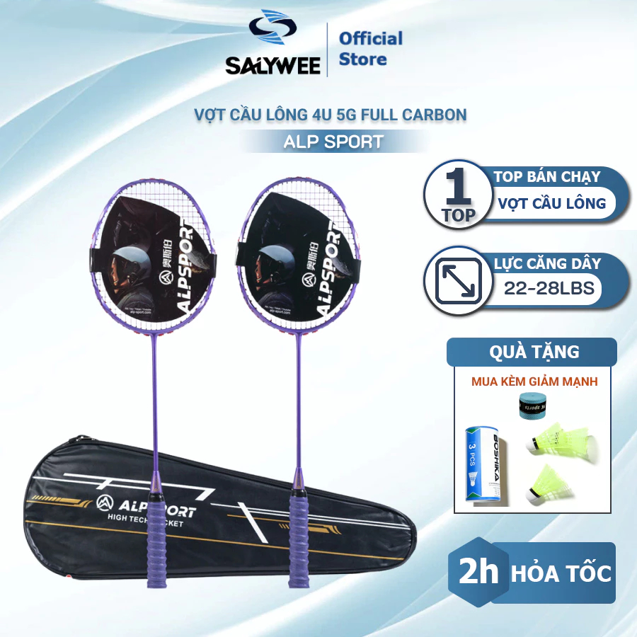 ไม้แบดมินตันคาร์บอนเต็ม 4U G5 ALP-SPORT ต้นฉบับสมบูรณ์ Full Carbon 22 - 25lbs