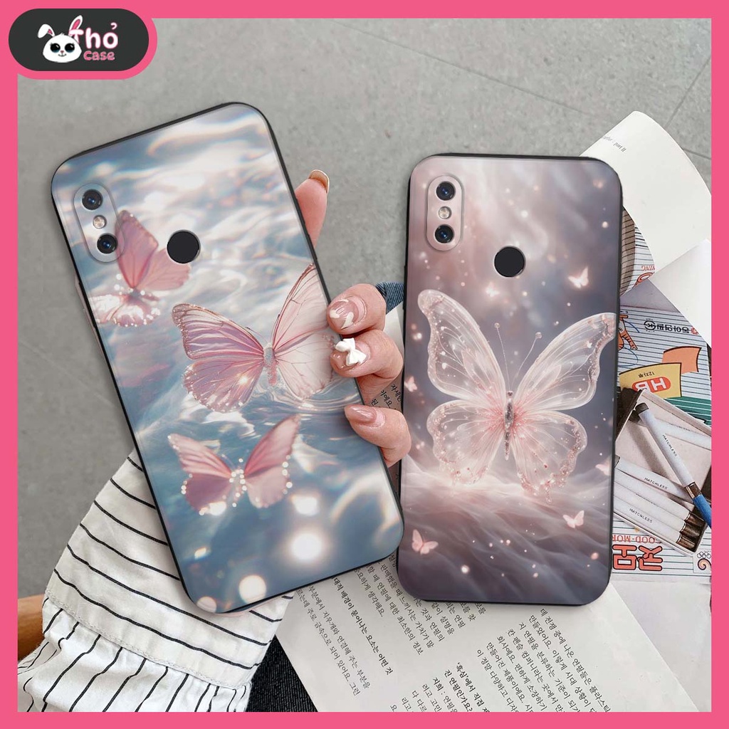 เคส Xiaomi Mi8 / Mi 8 SE / Mi 8 Lite พร้อมดอกไม้ ผู้หญิง เป็นประกาย สวยงาม