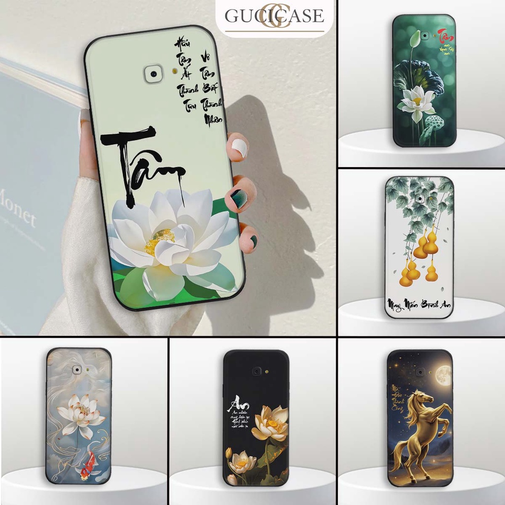 เคส Samsung J4 Plus / J4 2018 / J4+ / J4 Prime พร้อมการประดิษฐ์ตัวอักษร สันติภาพ ดอกบัวนําโชค