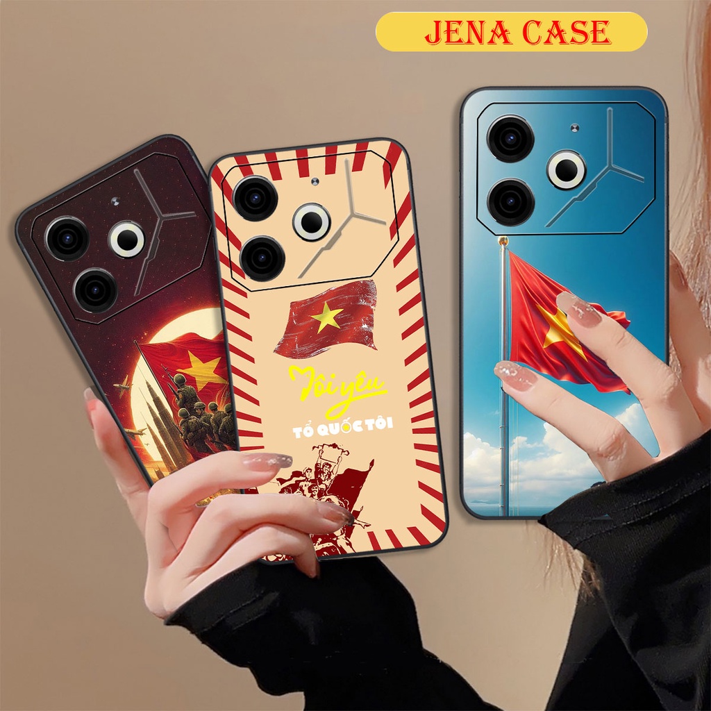 เคส Tecno POVA 6 5G / POVA 6 NEO / POVA 6 PRO 5G พิมพ์ลายธงชาติแดงและดาวเหลือง