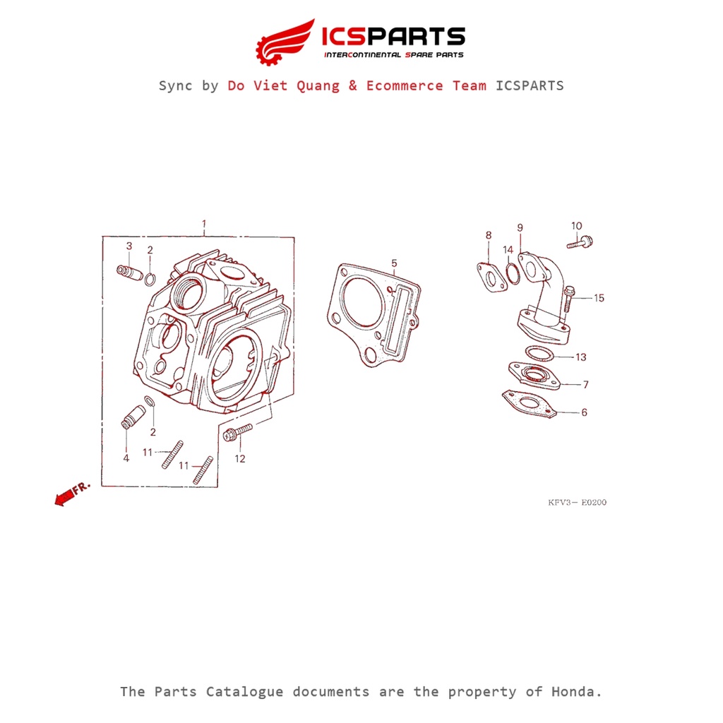 หัวกระทิง - ฝาสูบ (E2-A) HONDA Super Dream (C100 M1-M4-M6) ชิ้นส่วนแคตตาล็อก