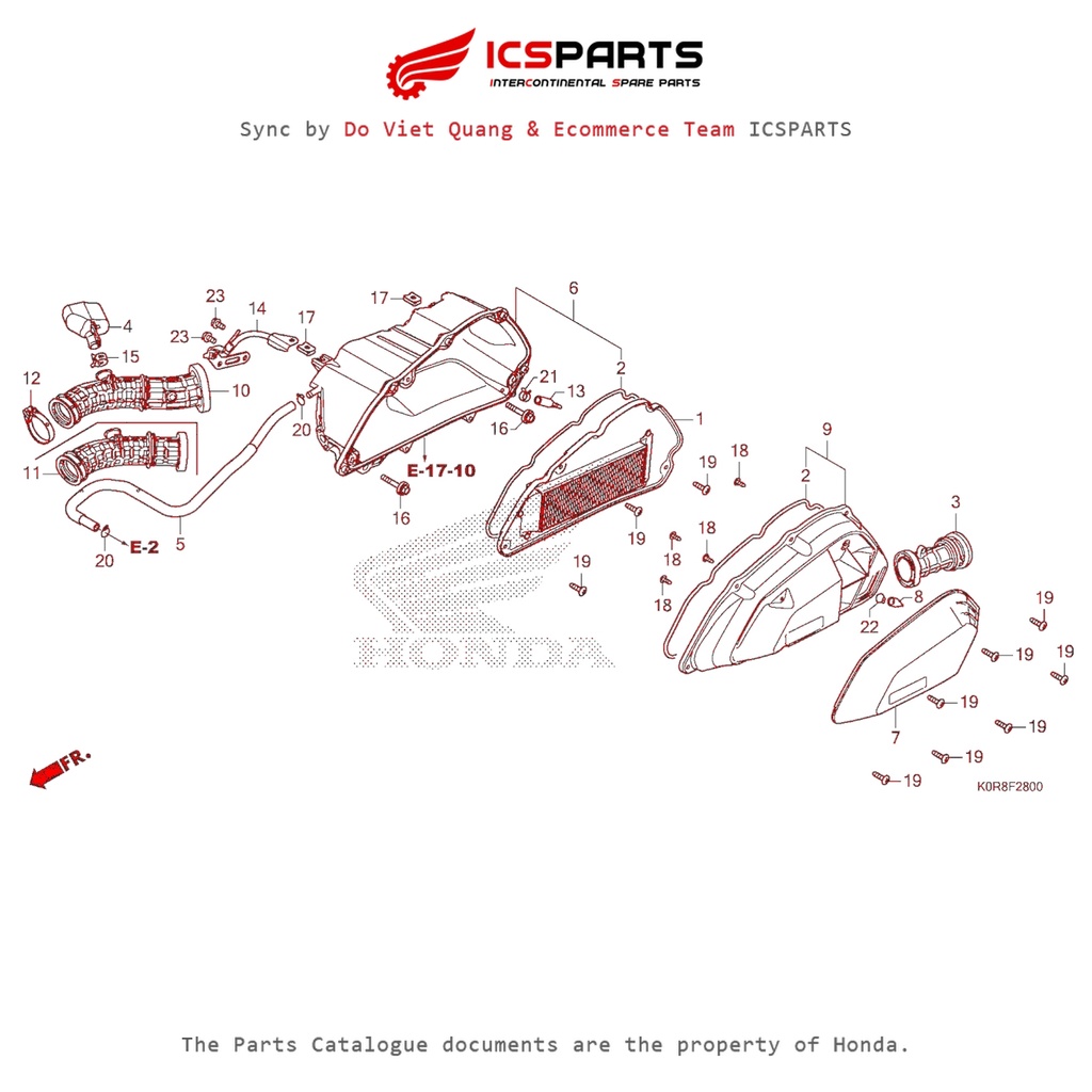 ไส้กรองอากาศ (F-28-A) HONDA Sh 125 / Sh 150 (January 2020+) อะไหล่แคตตาล็อก