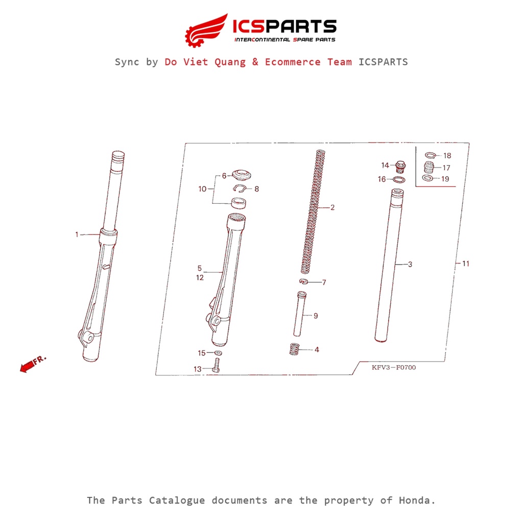 โช๊คหน้า - ตะเกียบหน้า (F7-C) HONDA Super Dream (C100 M1-M4-M6) อะไหล่ Catalogue