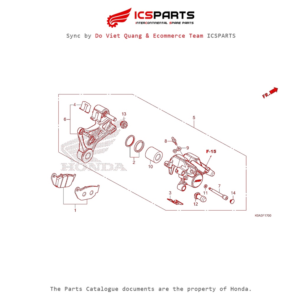 ระบบเบรคหลัง (F-17-B) HONDA Cb300R (2018+) อะไหล่ Catalogue