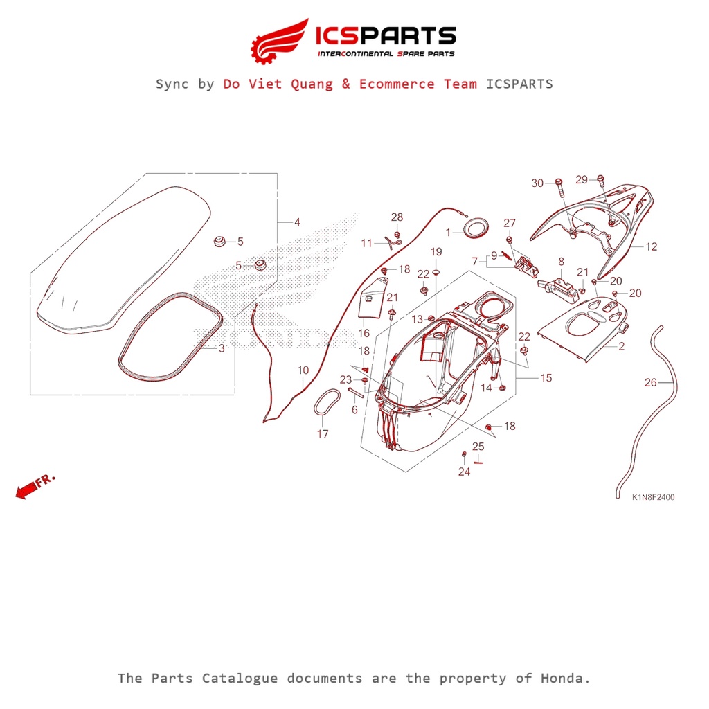 อาน - ฝากระโปรงท้าย (F-24-A) HONDA Sh Mode (July/205+) อะไหล่แคตตาล็อก