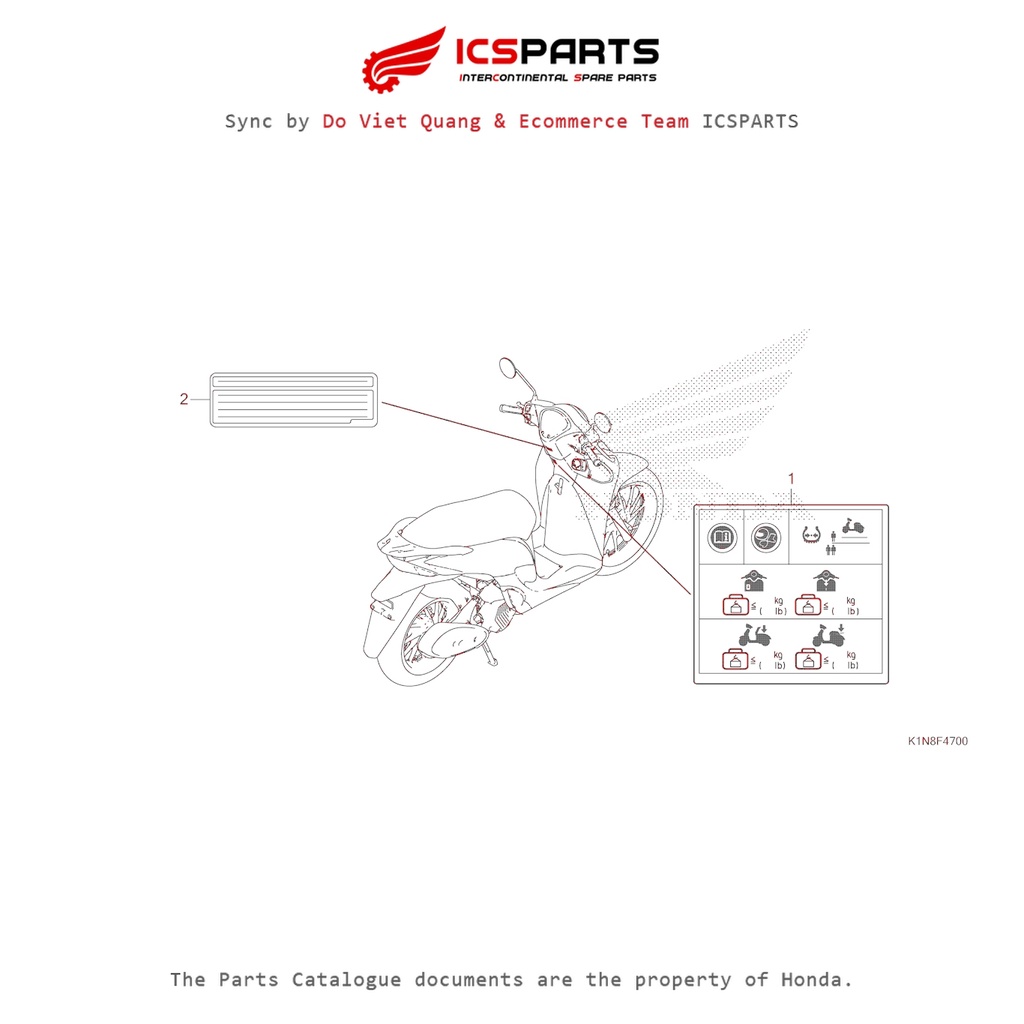 ป้ายคําเตือน - แสตมป์ก่อสร้าง (F-47-A) HONDA Sh Mode (July/205+) ชิ้นส่วนแคตตาล็อก