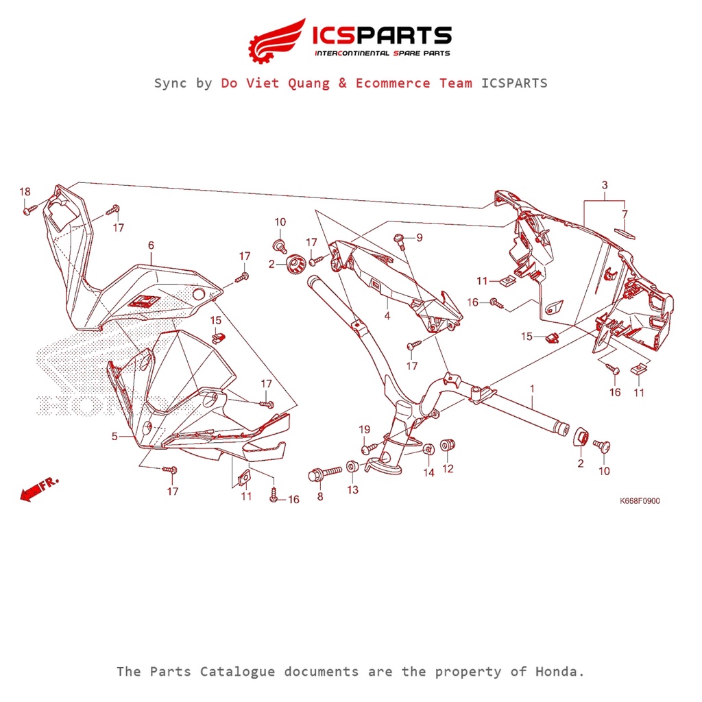 ฝาครอบแฮนด์ - คอพวงมาลัย (F-9-A) HONDA Air Blade 125 (11/2015-12/2019) อะไหล่แคตตาล็อก