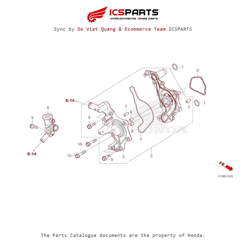 ปั๊มหล่อเย็น (E-9-A) HONDA Sh Mode (July/205+) อะไหล่แคตตาล็อก