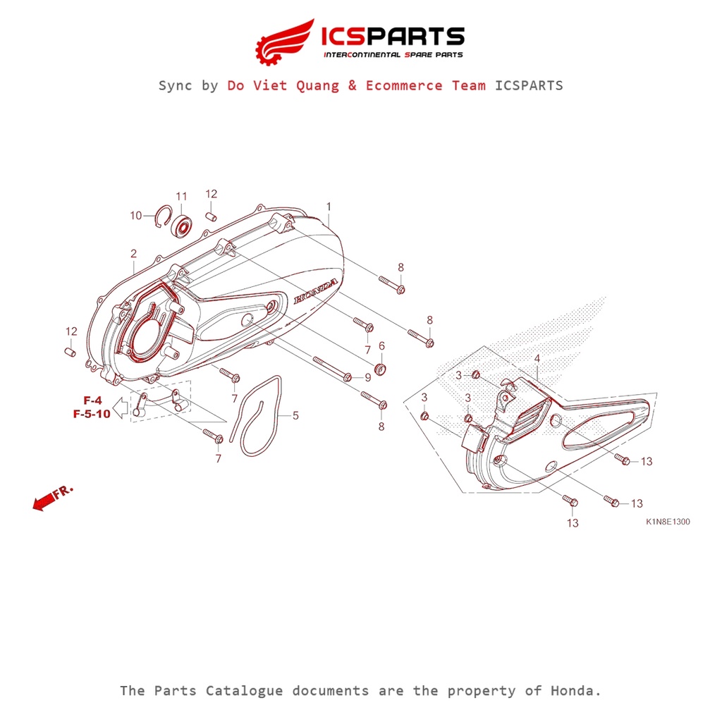 ฝาครอบด้านซ้าย (E-13-A) HONDA Sh Mode (07/205+) อะไหล่แคตตาล็อก