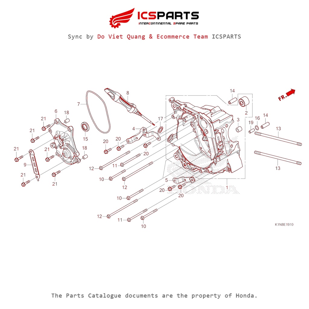 บล็อกเครื่องยนต์ขวา (E-19-10-B) HONDA Sh Mode (July/205+) อะไหล่ Catalogue