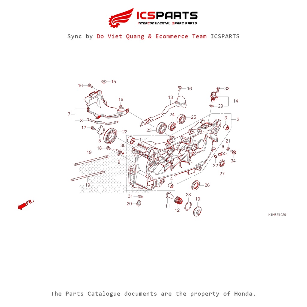 บล็อกเครื่องยนต์ซ้าย (E-19-20-A) HONDA Sh Mode (July/205+) ชิ้นส่วนแคตตาล็อก