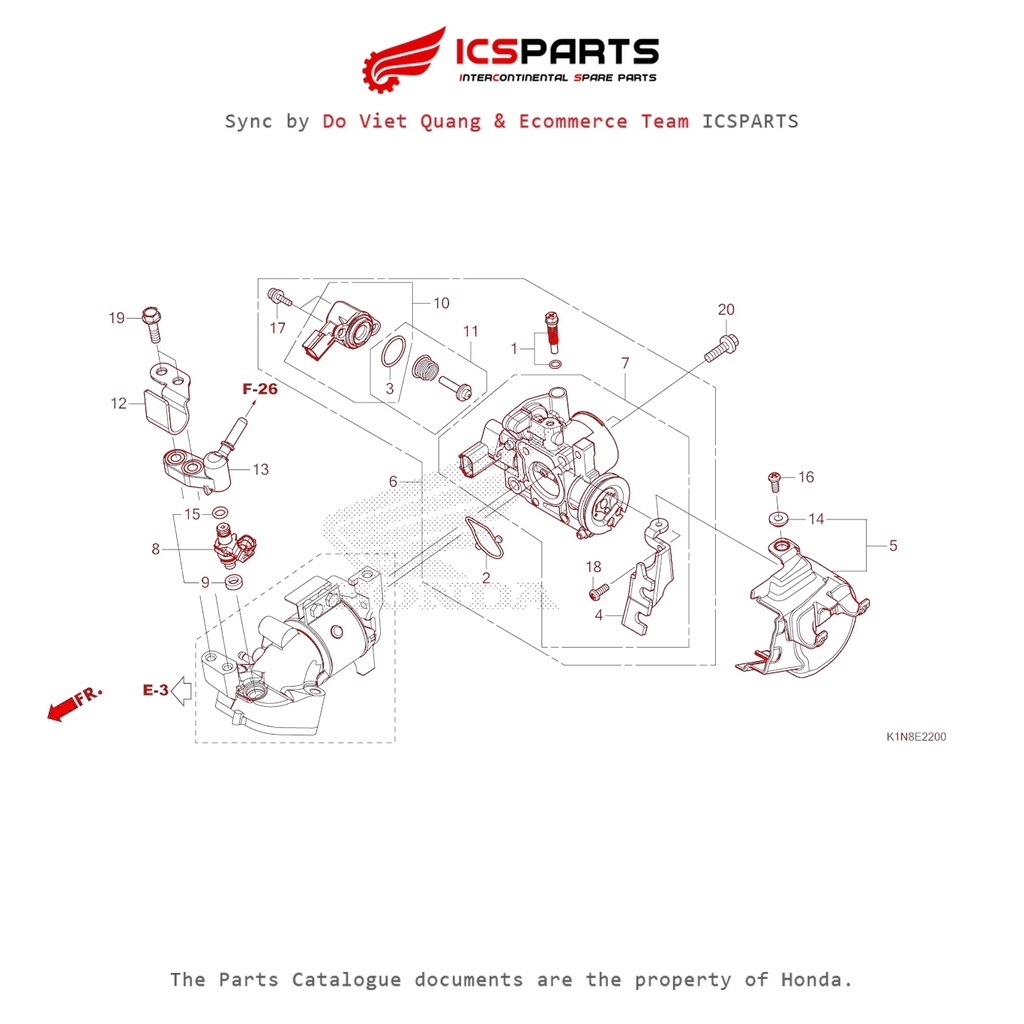 ชุดคันเร่ง - หัวฉีด (E-22-A) HONDA Sh Mode (July/205+) อะไหล่ Catalogue