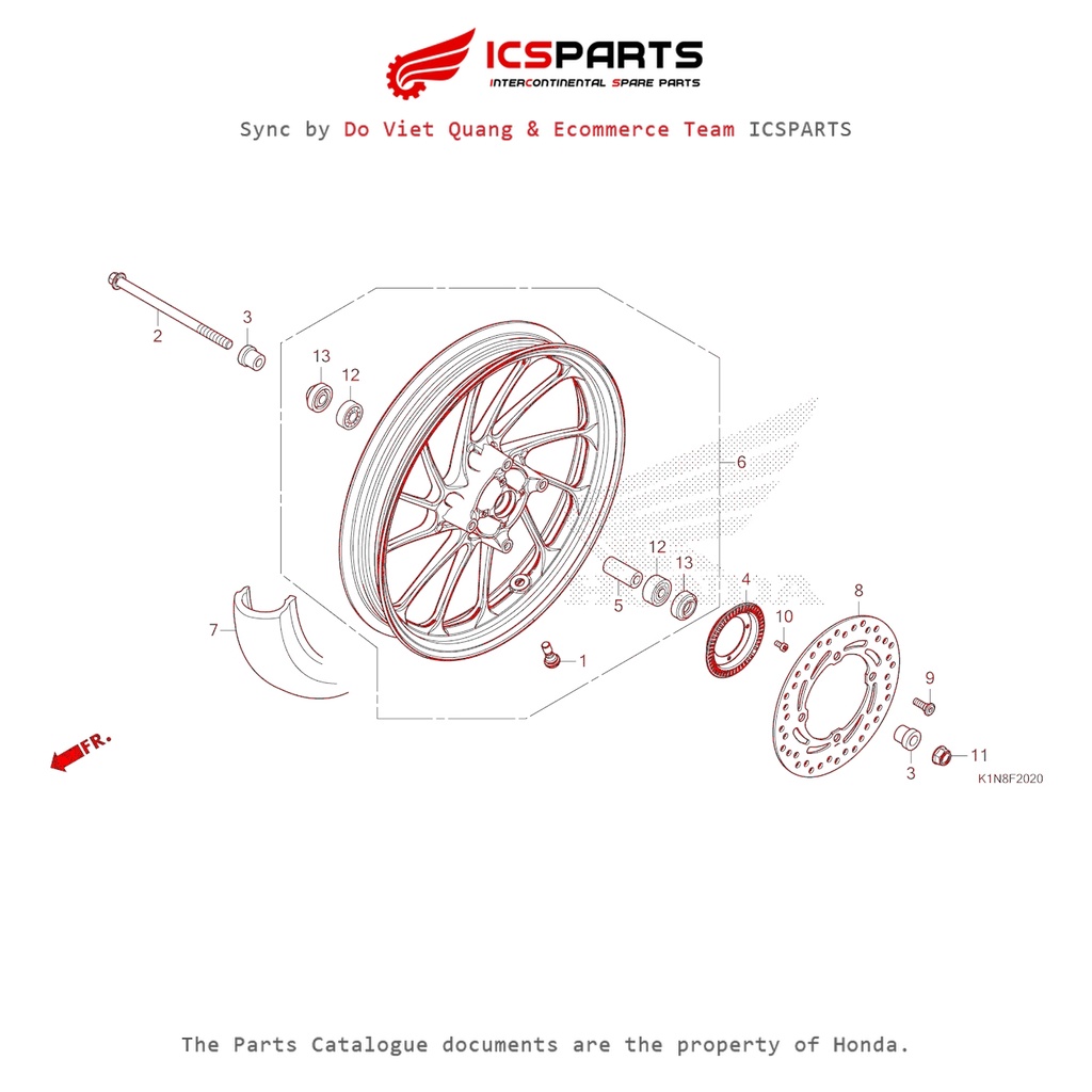 ล้อหน้า (F-20-A) HONDA Sh Mode (07/205+) อะไหล่ Catalog