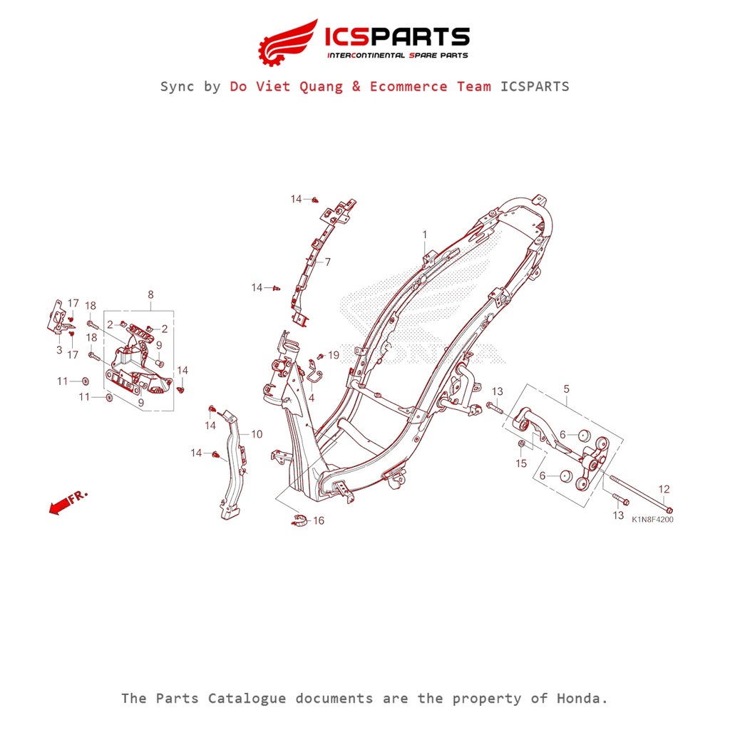 แชสซี - กรอบ (F-42-A) HONDA Sh Mode (July/205+) อะไหล่แคตตาล็อก