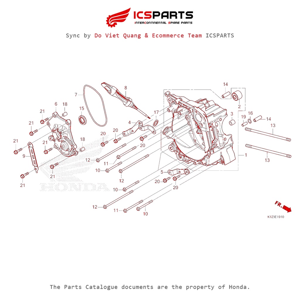 0 (E-19-10 - RIGHT CRANKCASE - PCX 160 K1Z (2021+)-B) HONDA Pcx 160 K1Z (2021+) อะไหล่ Catalogue