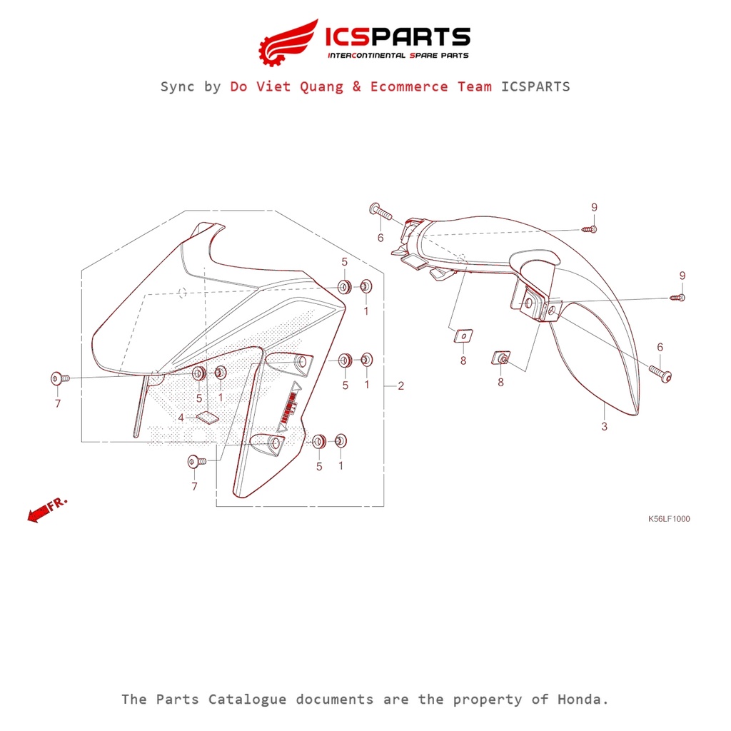 บังโคลนหน้า (F-10-A) HONDA Winner X (2022+) (K2P) อะไหล่แคตตาล็อก