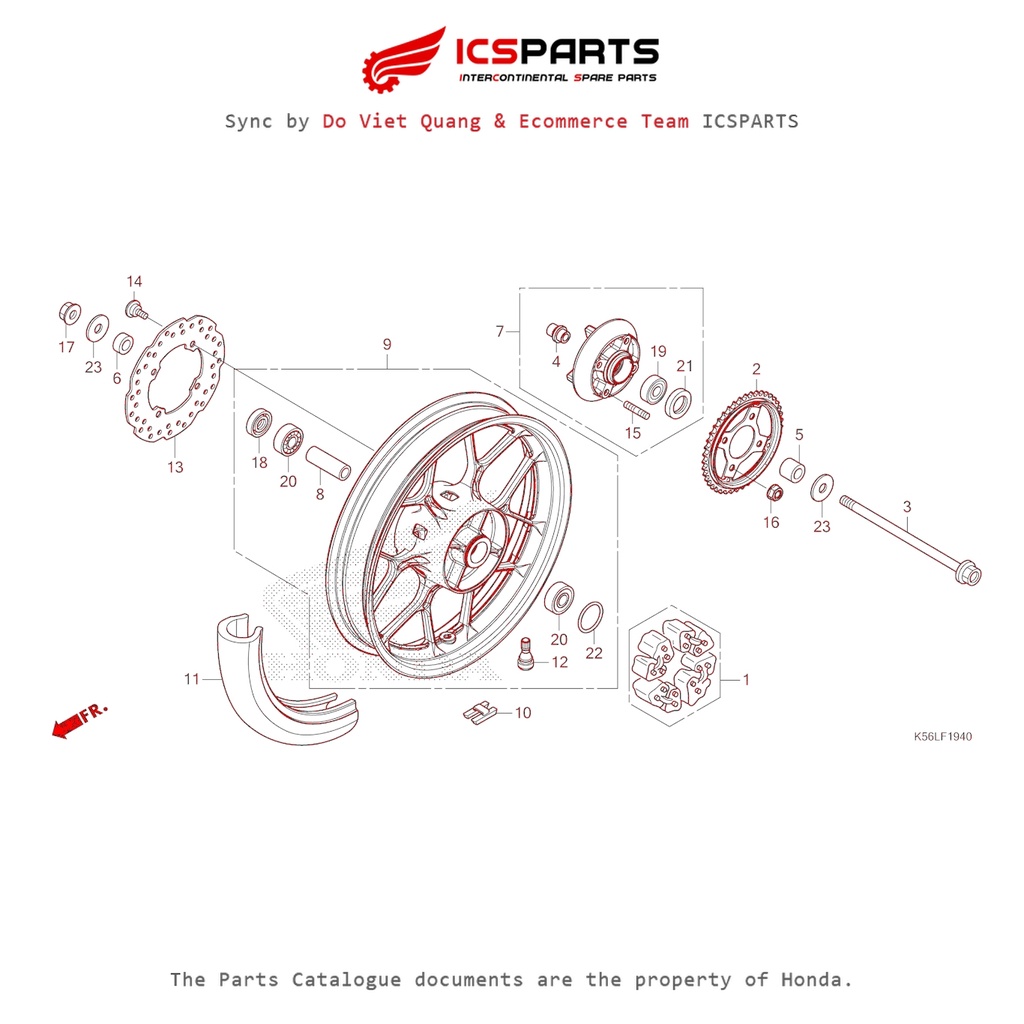 ล้อหลัง (F-19-40-A) HONDA Winner X (2022+) (K2P) อะไหล่แคตตาล็อก