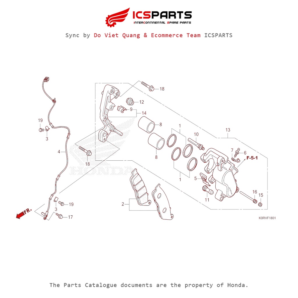 ขายึดเบรคหน้า (Sh125Ad/Sh160Ad) (F-18-1-B) HONDA Sh 125 / Sh 160 (2024) อะไหล่Catalogue