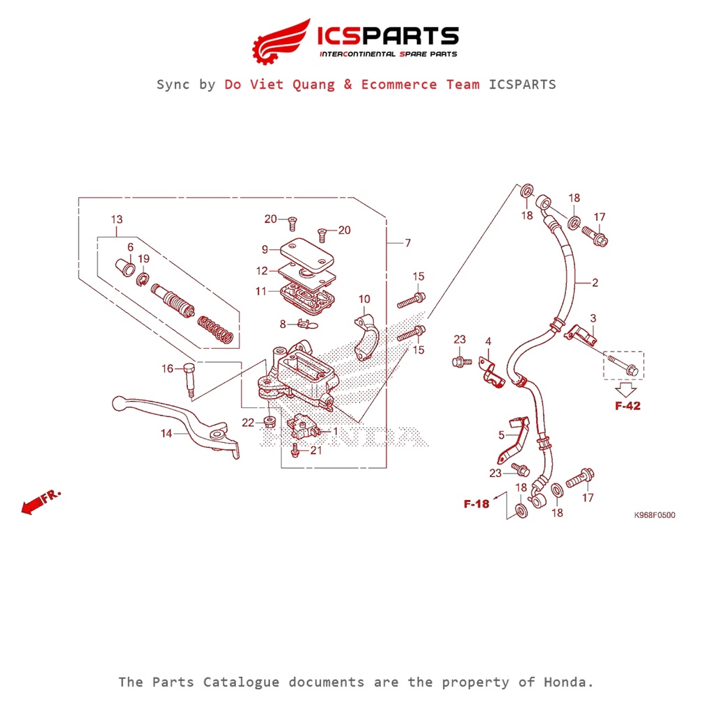 ชุดปั๊มน้ํามันเบรกหน้า (เบรคหน้า) (F-5-A) HONDA Pcx 125 / Pcx 150 (Ww125J Ww150J) (2017-2020) อะไหล่