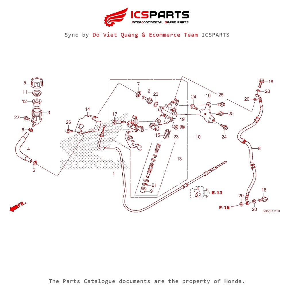 ปั๊มเบรครวม (เบรค) (F-5-10-B) HONDA Pcx 125 / Pcx 150 (Ww125J Ww150J) (2017-2020) อะไหล่ Catalogue