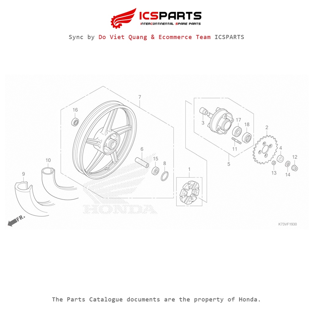 ล้อหลัง (Afs125Csf) (F-19-30-A) HONDA Future 125 K73 (2020) อะไหล่แคตตาล็อก