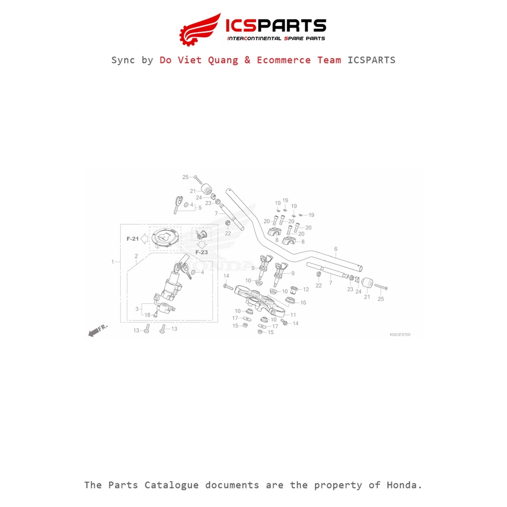 แฮนด์/สะพานบน (F-7-B) HONDA Cb300R (2019+) อะไหล่ Catalogue