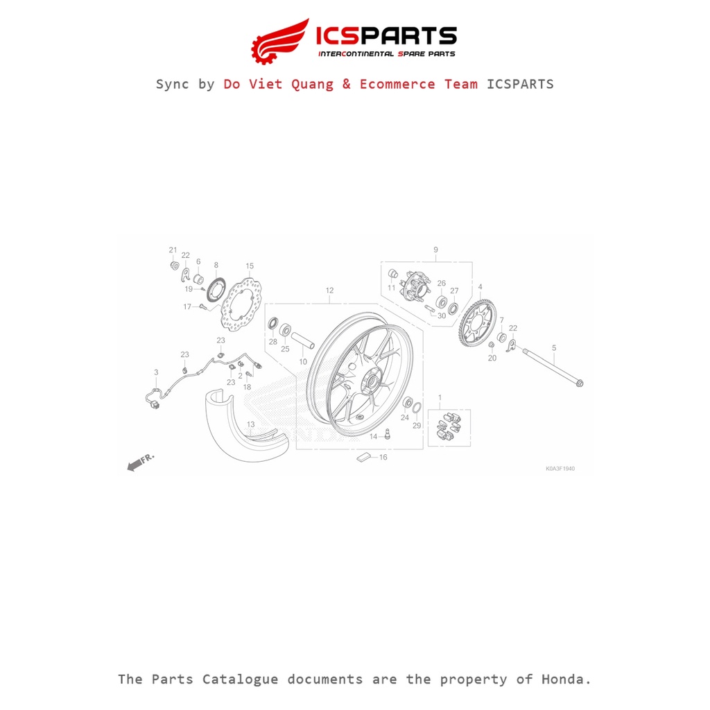 ล้อหลัง (F-19-40-A) HONDA Cb300R (2019+) อะไหล่ Catalogue