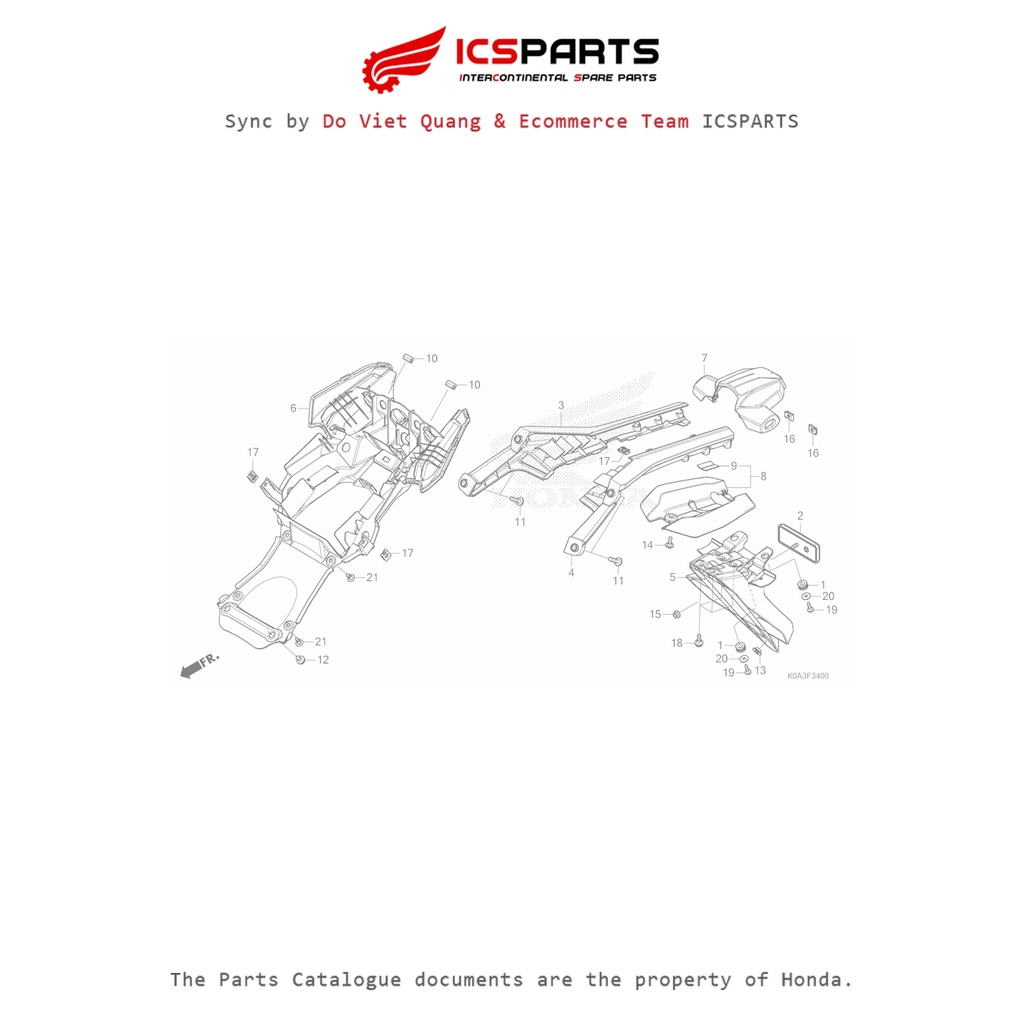 บังโคลนหลัง (F-34-A) HONDA Cb300R (2019+) อะไหล่แคตตาล็อก