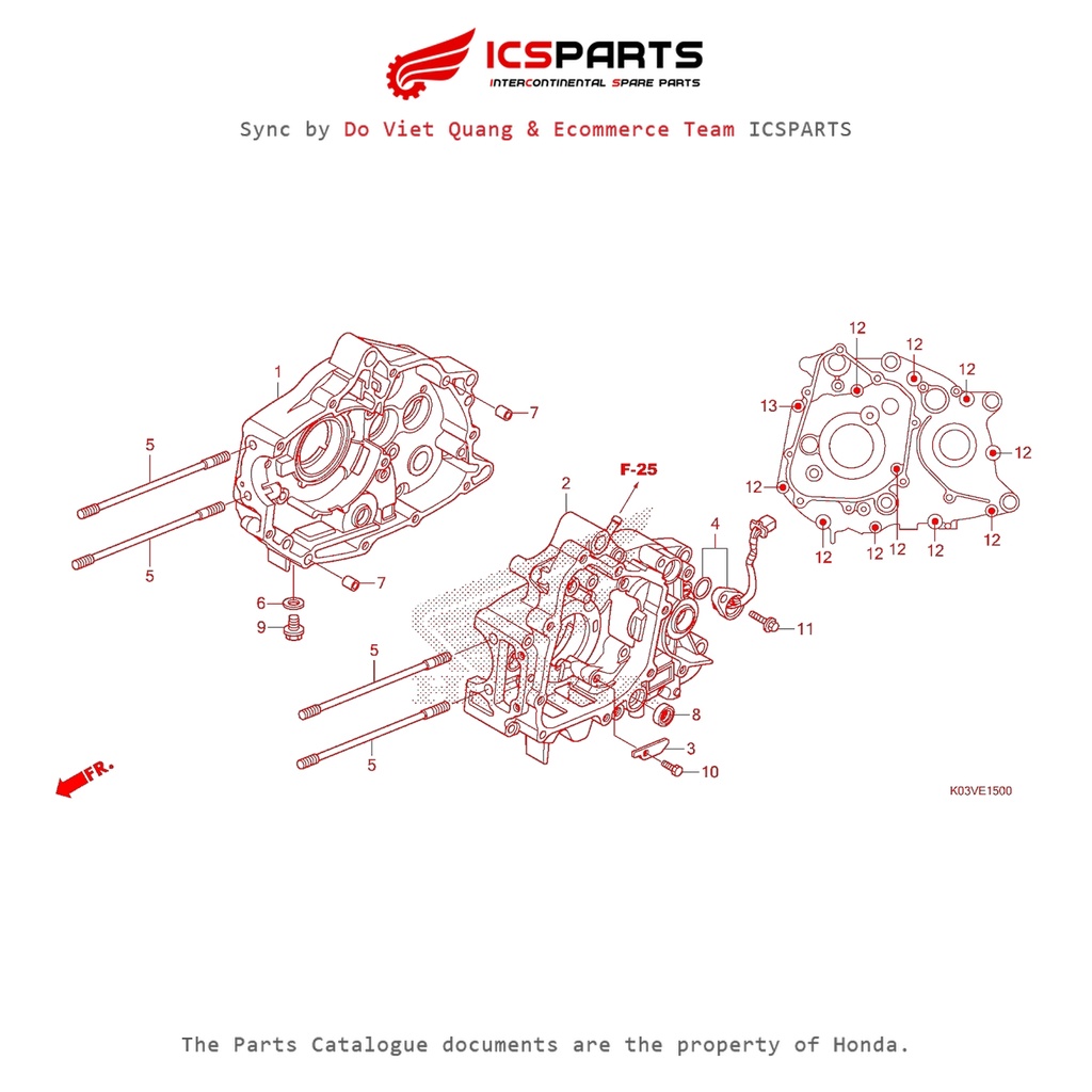 บล็อกเครื่องยนต์ - Engine Wall (E-15-B) HONDA Wave 110 K03V (2014) Odd Code