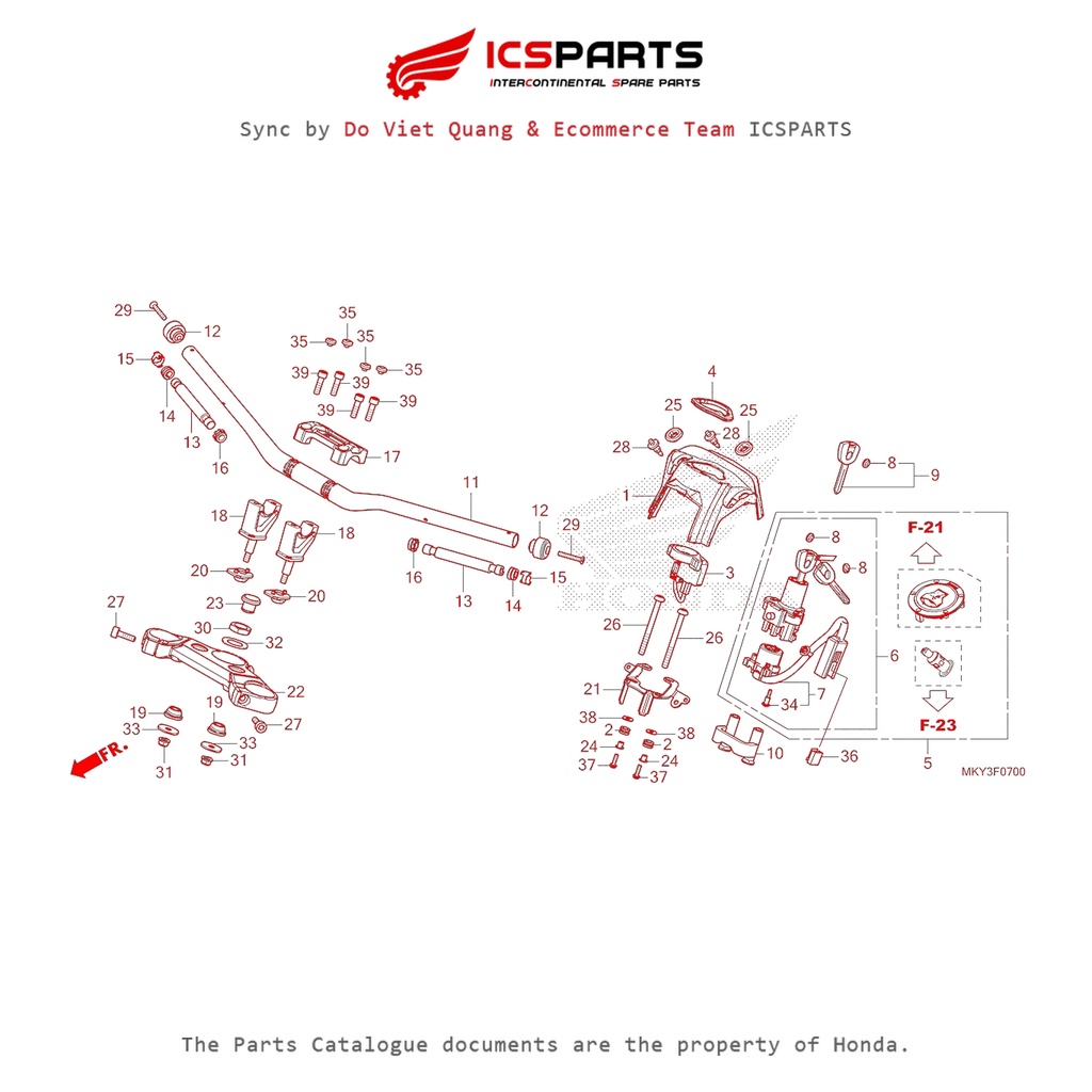 แฮนด์/สะพานบน(Cb650Ra) (F-7-A) HONDA Cbr650R (2019) อะไหล่แคตตาล็อก
