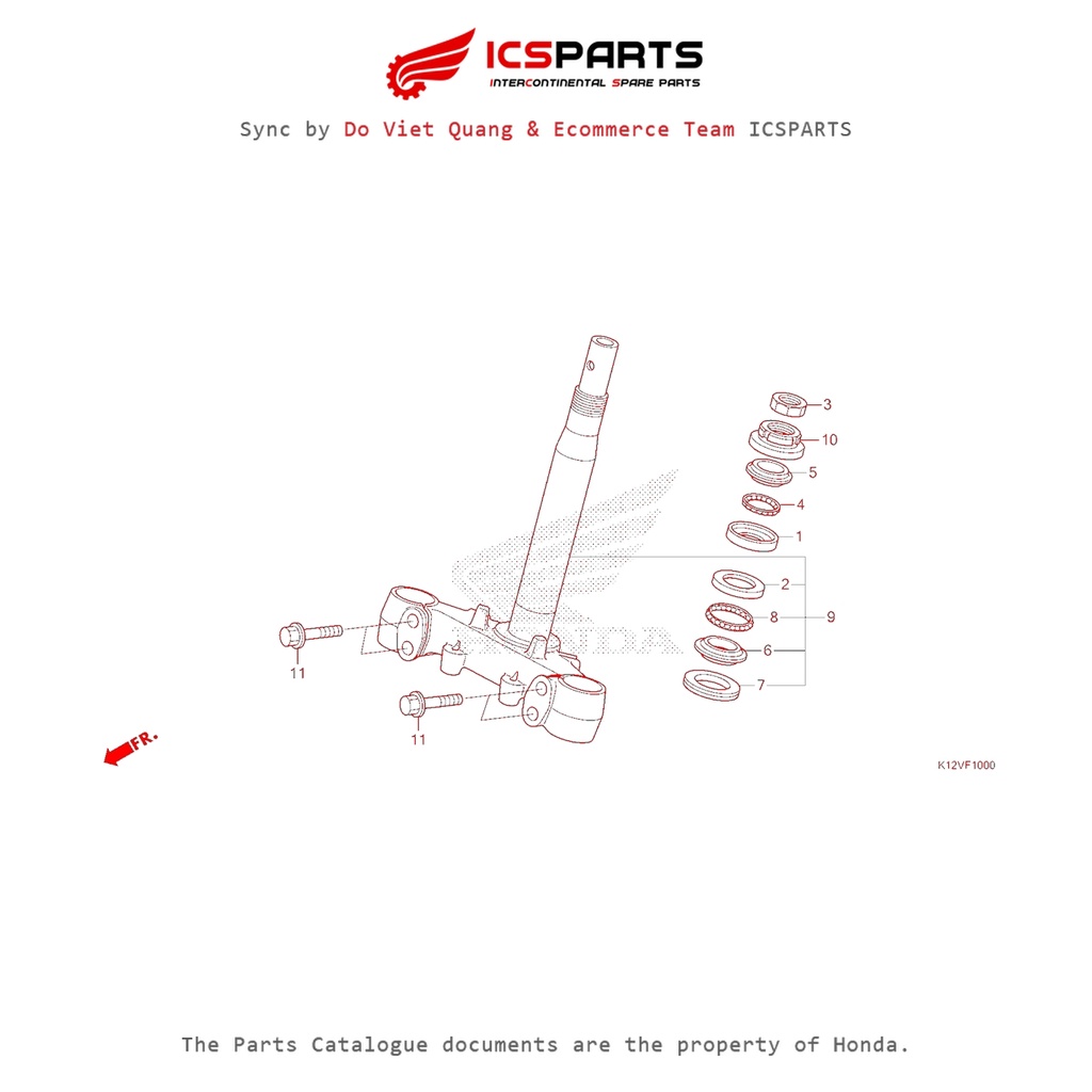คอพวงมาลัย (F-10-A) HONDA Lead 125 K12 (2019+) อะไหล่แคตตาล็อก