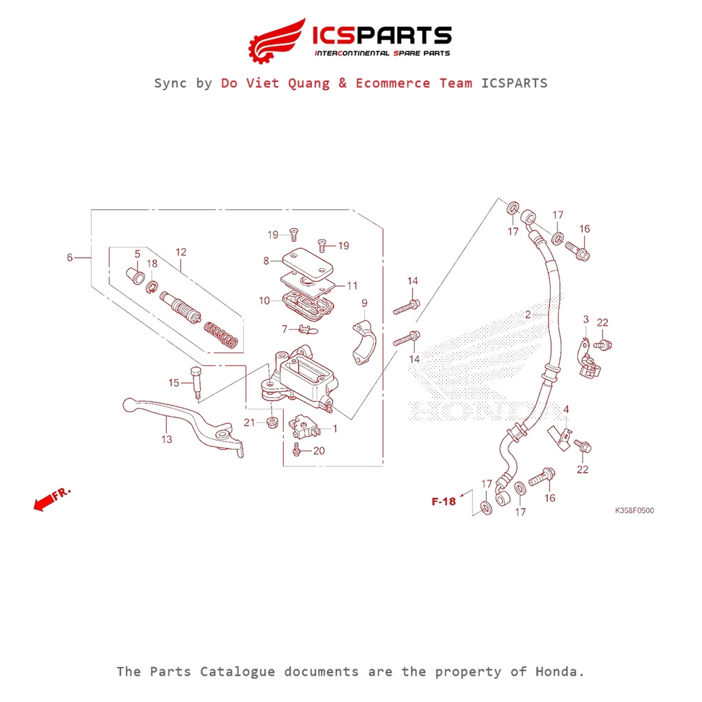 กระบอกหลักเบรคหน้า (F-5-A) HONDA Pcx 125 K35A (Ww125E) (2013) อะไหล่ Catalogue