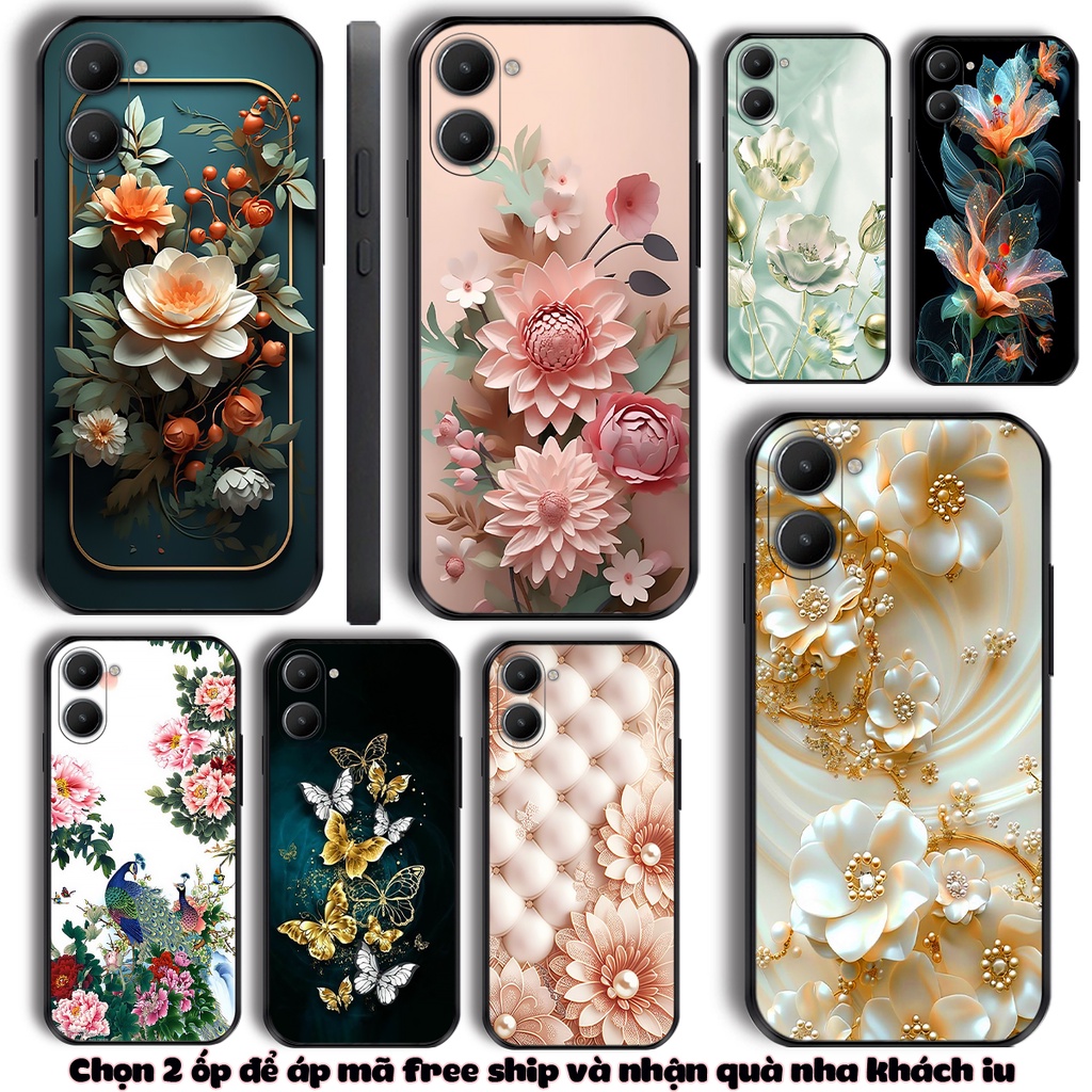 เคส Realme C33, C55, Realme 10 4G พิมพ์ลายดอกไม้สวยหรู