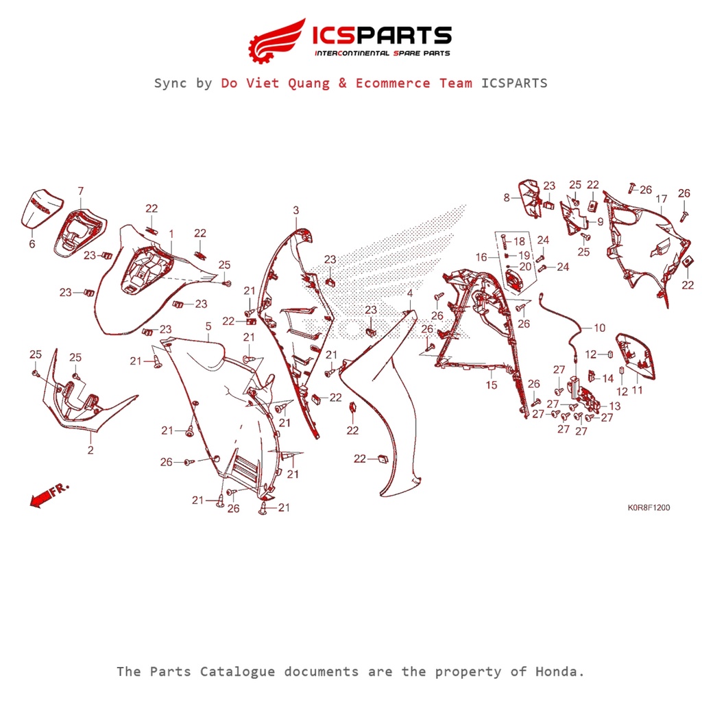ฝาครอบตัวถังพลาสติก (F-15-B) HONDA Sh 125 / Sh 150 (January2020+) อะไหล่แคตตาล็อก