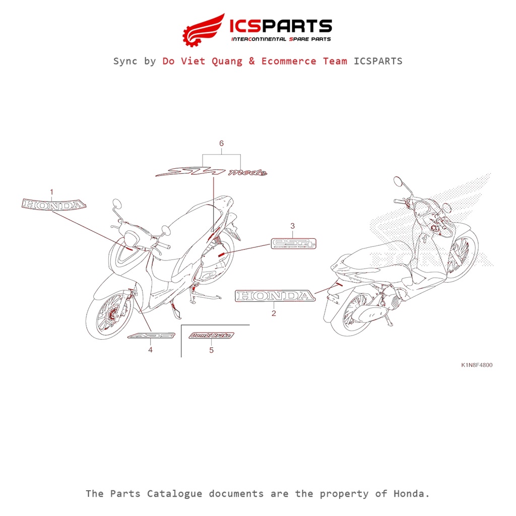 แสตมป์ - สัญลักษณ์ (F-48-A) HONDA Sh Mode (July/205+) อะไหล่แคตตาล็อก