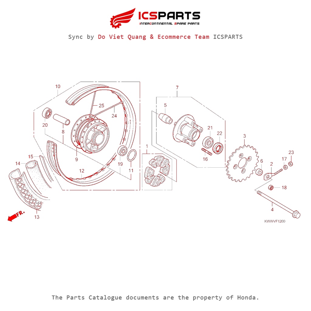 ล้อหลัง (Anf110Mcv/Afx-Afs110Mcs) (F-12-B) HONDA Wave 110 S/ Wave 110 Rs / Wave 110 Rsx (รุ่นแรก) อะ